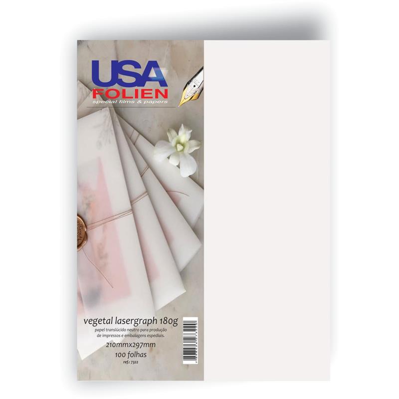 PAPEL VEGETAL A4 180G 210 X 297 MM - USA FOLIEN PCT.C/100