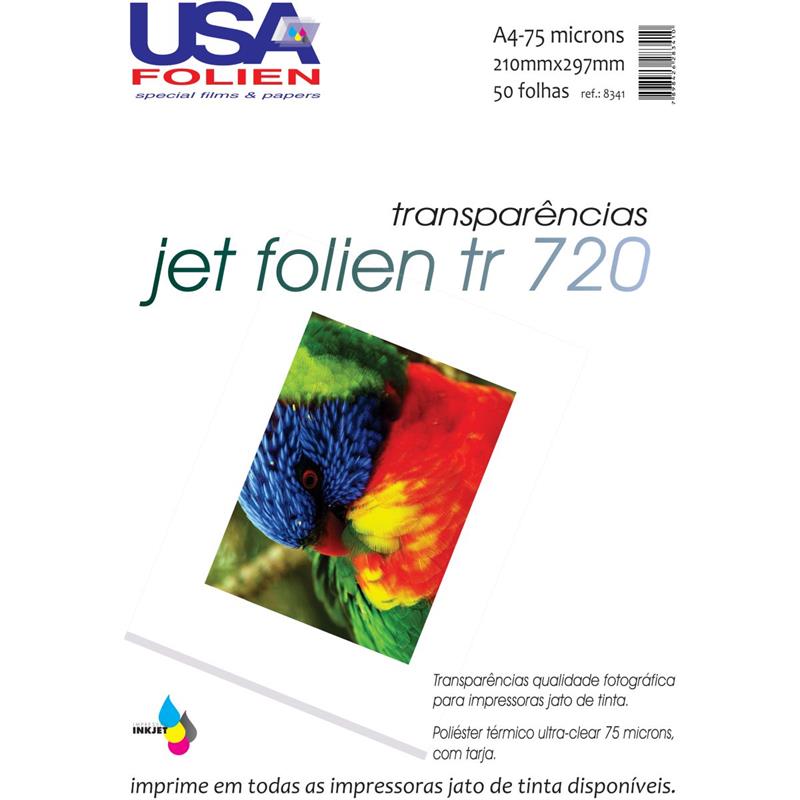 TRANSPARÊNCIA INKJET JET FOLIEN A4 75MC TARJA REMOV - USA FOLIEN CX.C/50