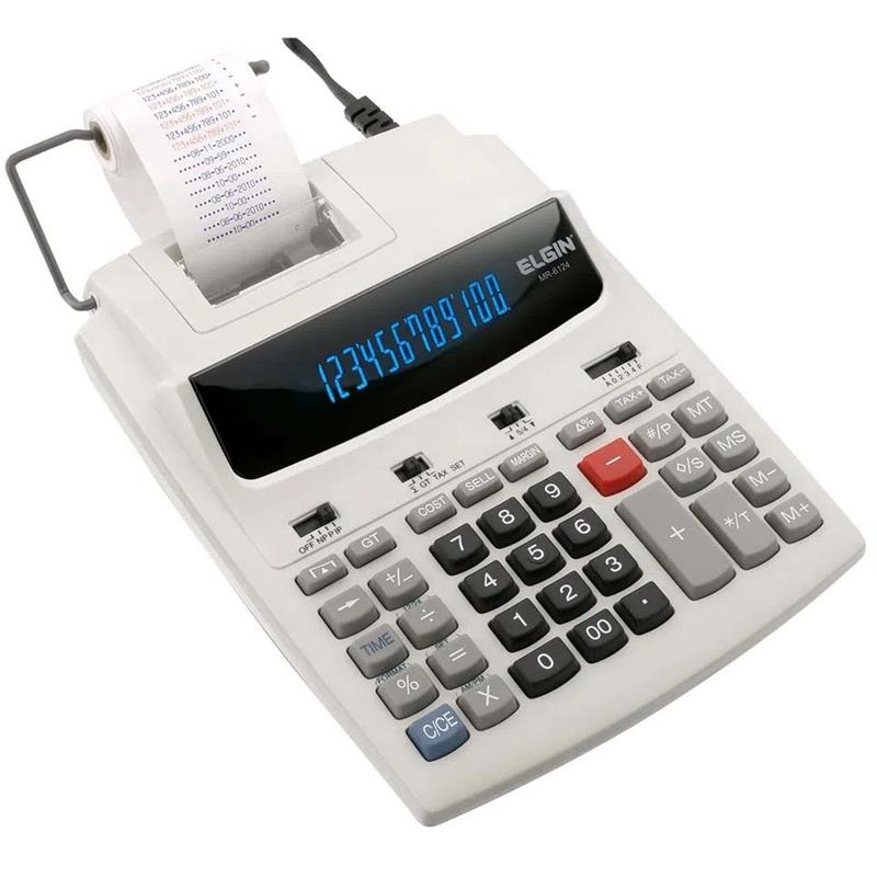 CALCULADORA DE IMPRESSAO 12 DIG. BIVOLT MR 6124 CINZA - ELGIN UNIDADE