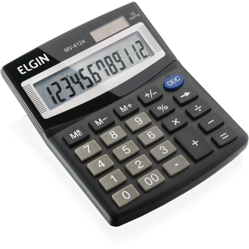 CALCULADORA DE MESA 12 DIG. SOLAR/BATERIA PRETA - ELGIN UNIDADE