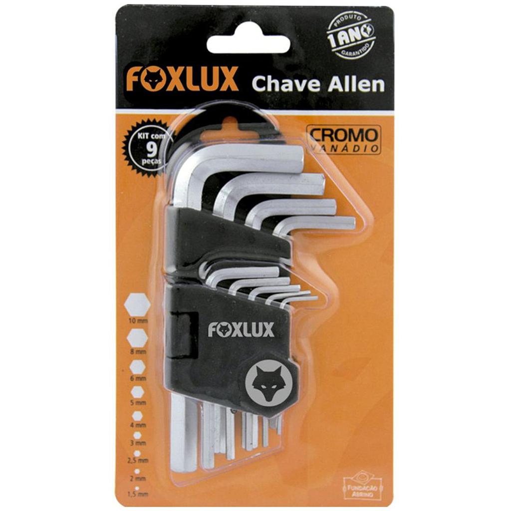 CHAVE ALLEN FOXLUX KIT COM 9 PECAS 1,5 A 10MM