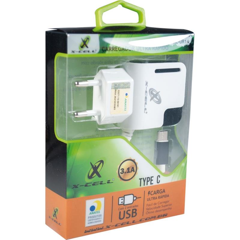 CARREGADOR DE CELULAR (DE PAREDE) ULTRARAPIDO 3.1A C/2ENT USB/TY - FLEX UNIDADE