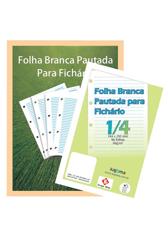 Folha Fichário Peq Branco 96Fls Kajoma
