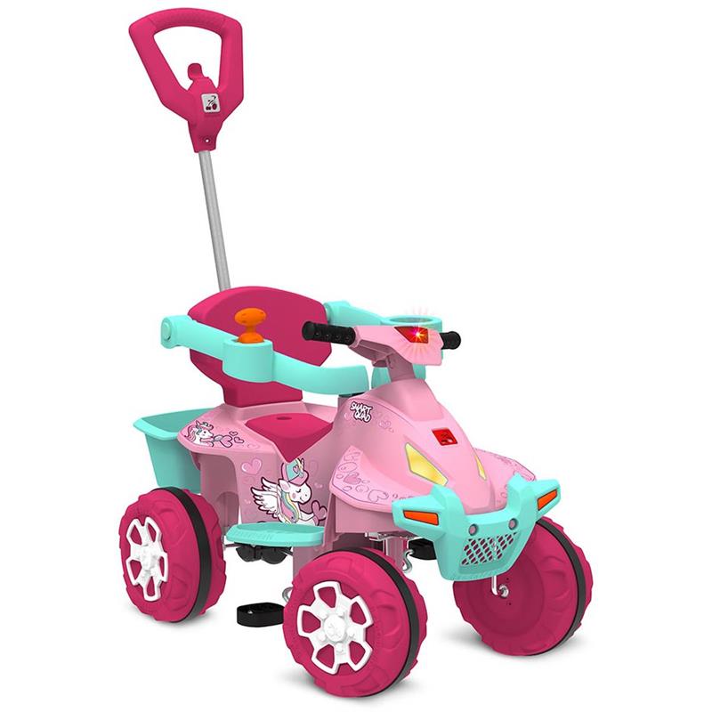 VEÍCULO PARA BEBÊ SMART QUAD PASSEIO E PEDAL ROSA - BRINQUEDOS BANDEIRANTE UNIDADE