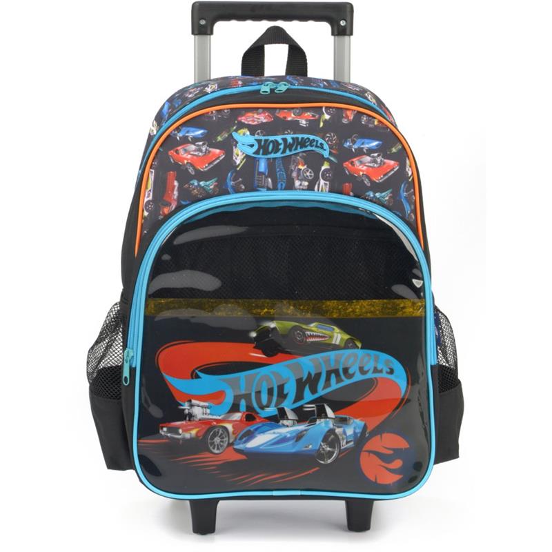 MOCHILA INFANTIL COM RODINHA HOT WHEELS GRANDE PRETA - LUXCEL UNIDADE
