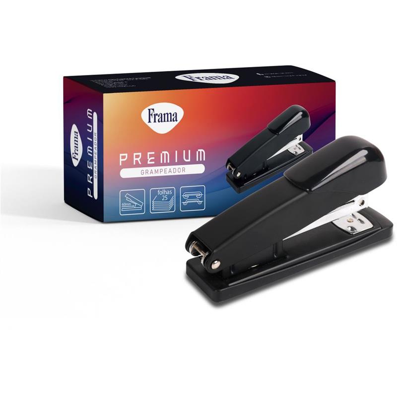 GRAMPEADOR METAL 26/6 PARA 25 FLS. 12,8 CM PRETO - FRAMA UNIDADE