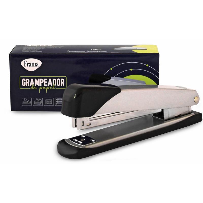 GRAMPEADOR METAL PARA 20 FOLHAS 26/06 MÉDIO 15,8 CM PRATA- FRAMA UNIDADE