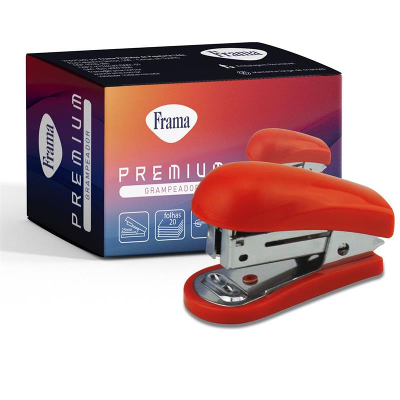 GRAMPEADOR MINI 26/6 PARA 20 FLS. 6,4 CM VERMELHO - FRAMA UNIDADE