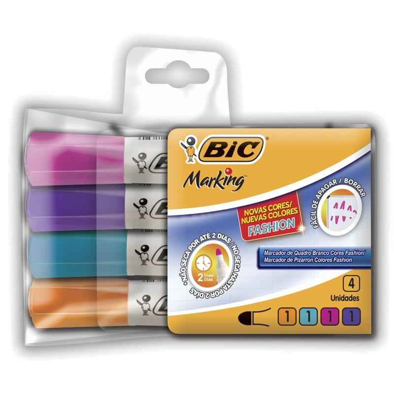 PINCEL PARA QUADRO BRANCO MARKING FASHION C/04 CORES - BIC UNIDADE