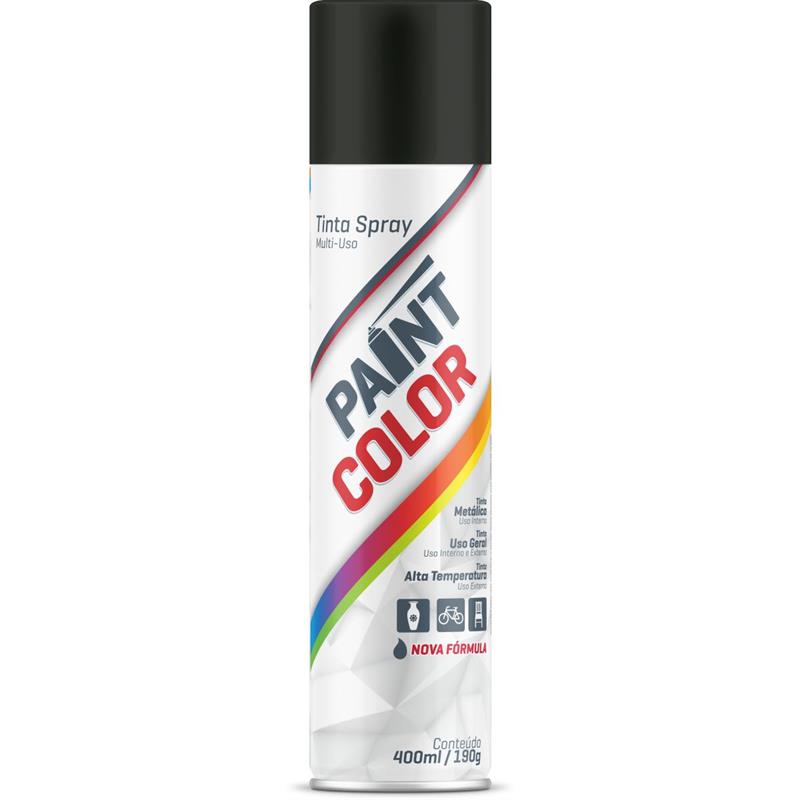TINTA SPRAY PAINTCOLOR 400 ML PRETO FOSCO - BASTON UNIDADE
