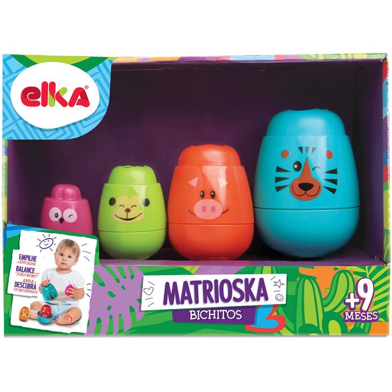 BRINQUEDO PARA BEBÊ MATRIOSKA BICHITOS - ELKA UNIDADE