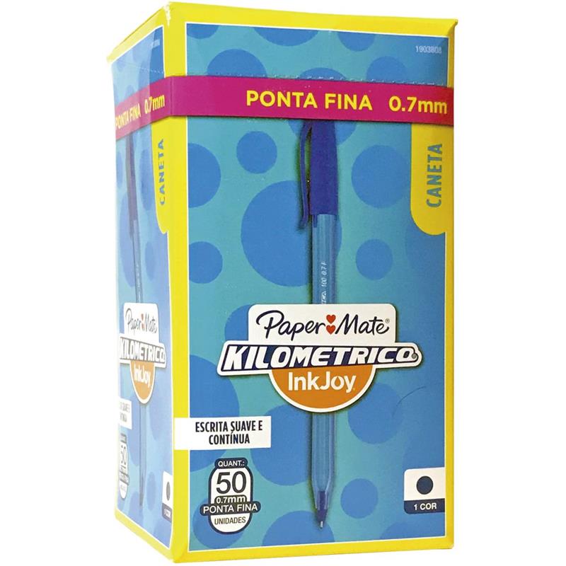 CANETA ESFEROGRAFICA KILOMETRICA 100 FINA AZUL - PAPER MATE CX.C/50