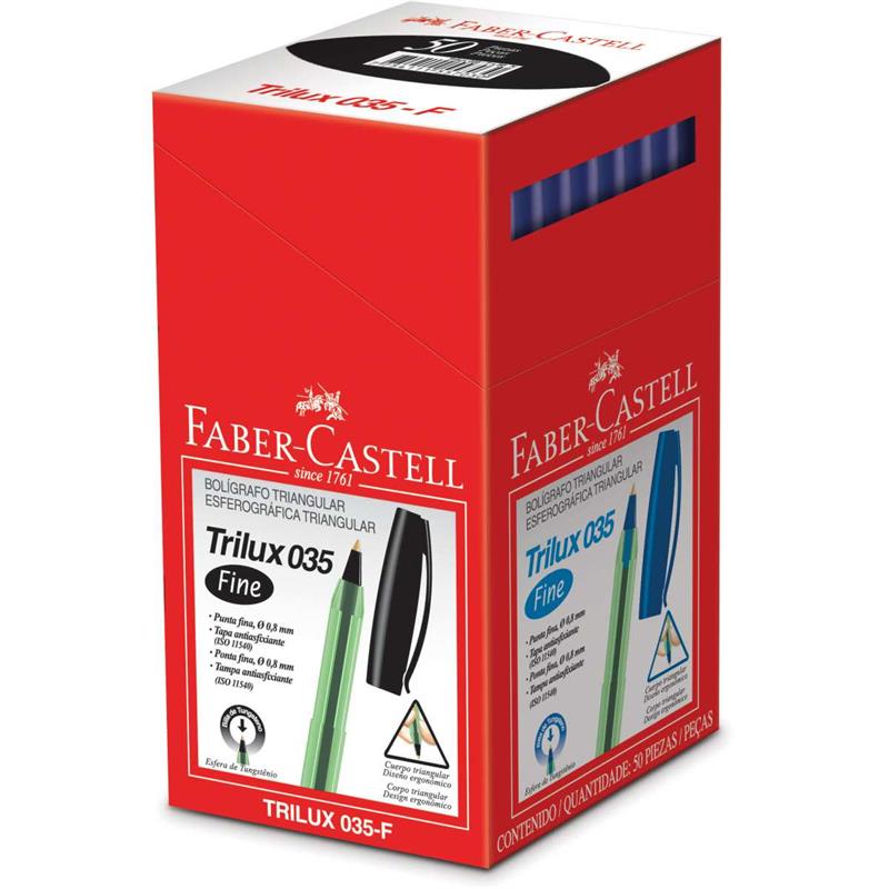 CANETA ESFEROGRAFICA TRILUX PONTA FINA PRETA - FABER-CASTELL CX.C/50