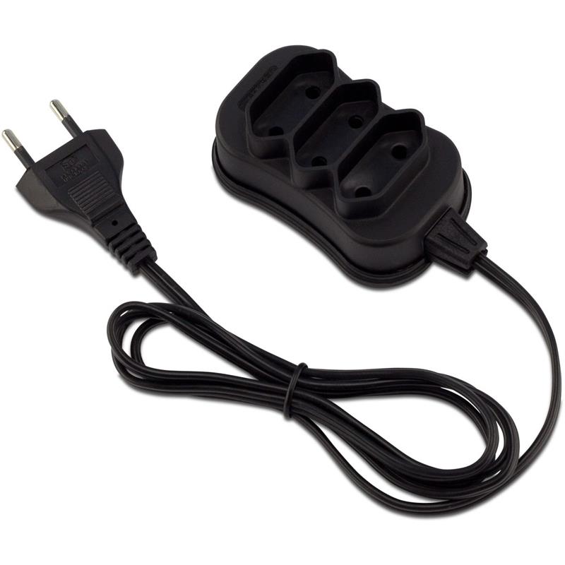 EXTENSAO ELETRICA BIPOLAR 1M 3 TOMADAS SLIM PT - FORCE LINE UNIDADE