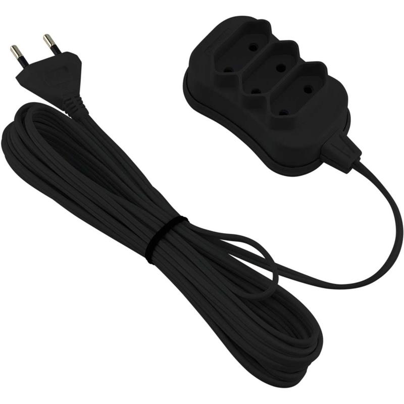 EXTENSAO ELETRICA BIPOLAR 5M 3 ENTRADAS PRETA - FORCE LINE UNIDADE