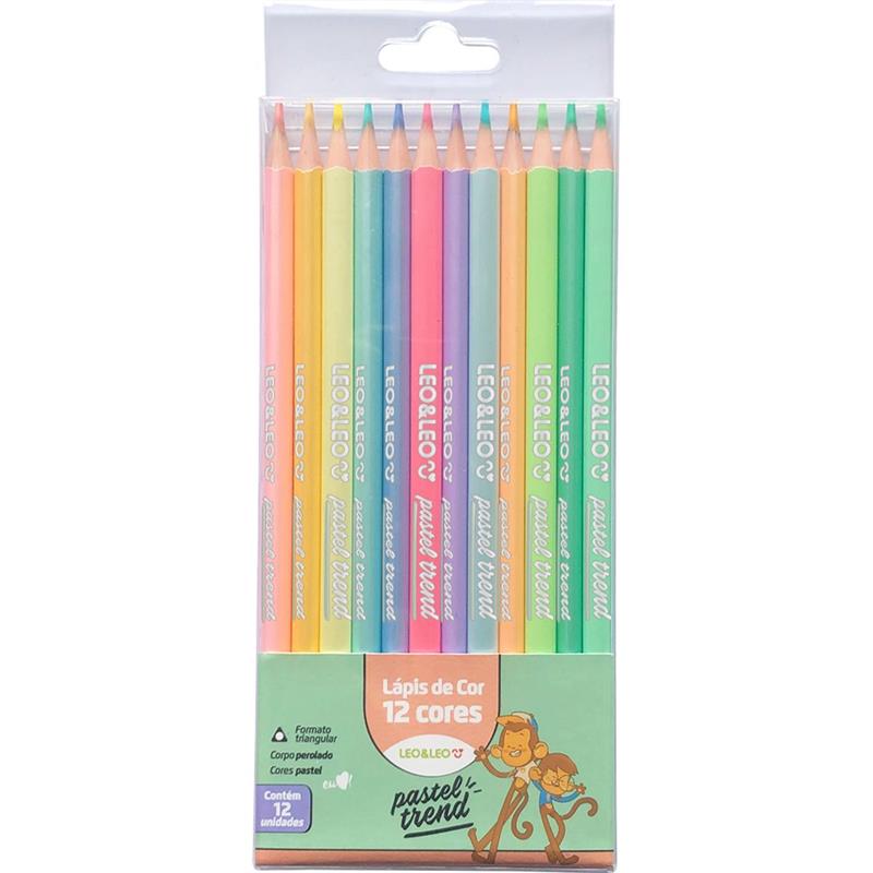 LÁPIS DE COR (TRIANGULAR) LEO E LEO 12CORES PASTEL TREND - LEONORA PCT.C/06