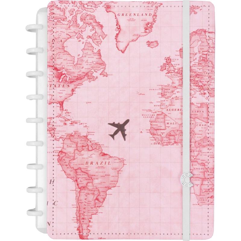 CADERNO INTELIGENTE GRANDE GOCASE MAPA MUNDI ROSA 80 FOLHAS - CADERNO INTELIGENTE UNIDADE