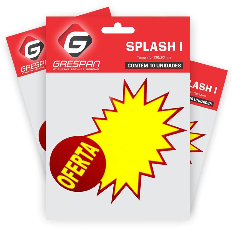 CARTAZ PARA MARCAÇÃO SPLASH OFERTA PQ 130X93MM.AM. - GRESPAN PCT.C/10