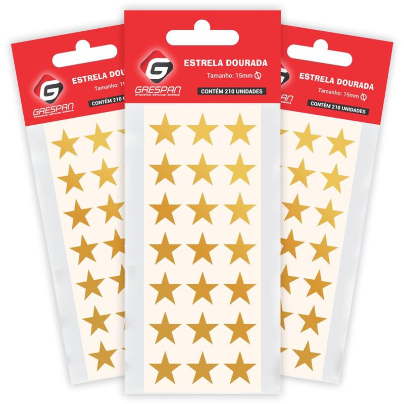 ETIQUETA LISA COM FORMAS ESTRELINHA OURO C/210 ETIQUETA - GRESPAN CT.C/210