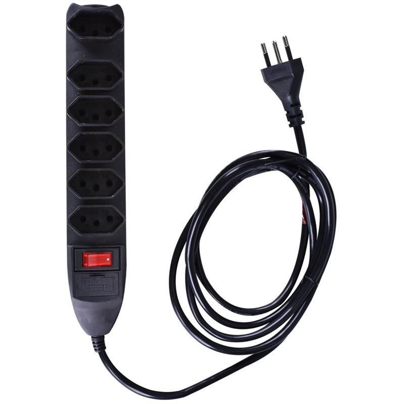 FILTRO DE LINHA 6 TOMADAS BIVOLT PRETO - ELGIN UNIDADE