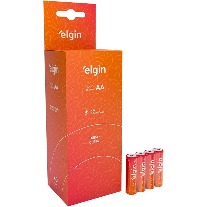 PILHA ZINCO CARVÃO AA RO6 - ELGIN TUBO C/40