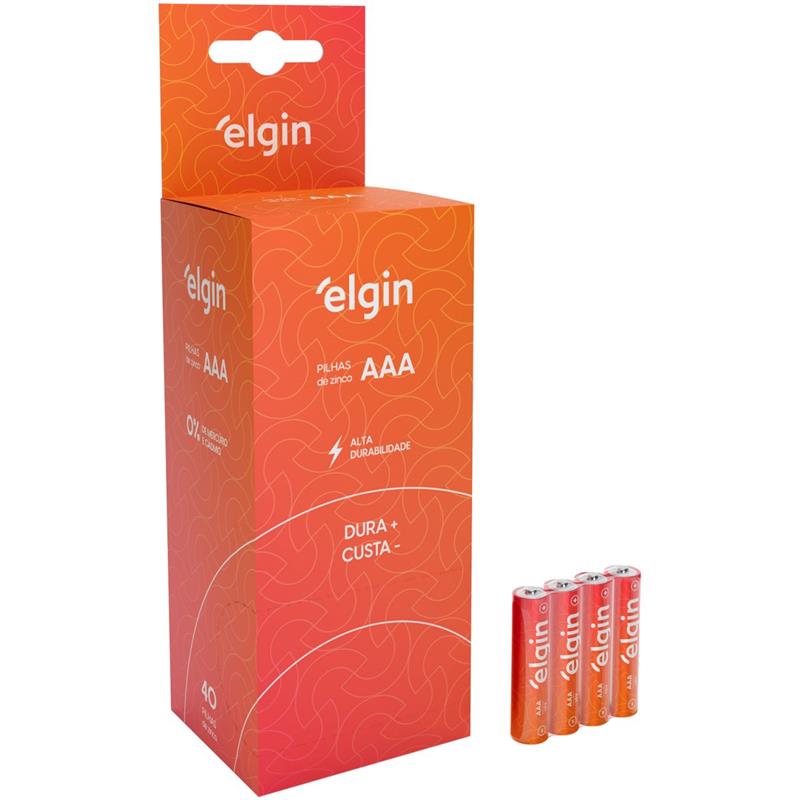 PILHA ZINCO CARVÃO AAA RO3 - ELGIN TUBO C/40
