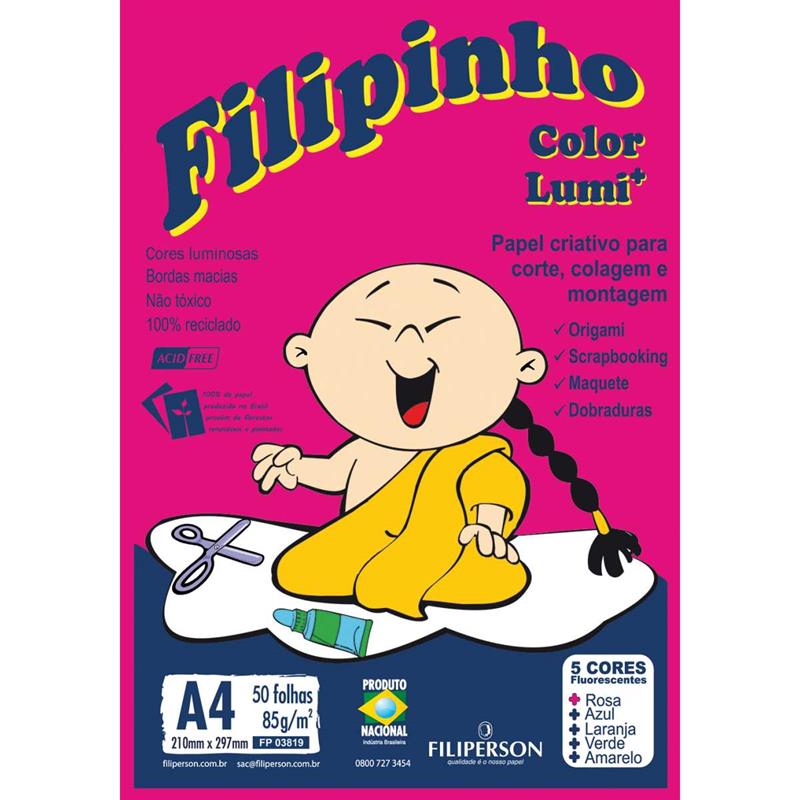 BLOCO PARA EDUCACAO ARTISTICA FILIPINHO LUMI 85GRS. 5 CORES - FILIPERSON PCT.C/50