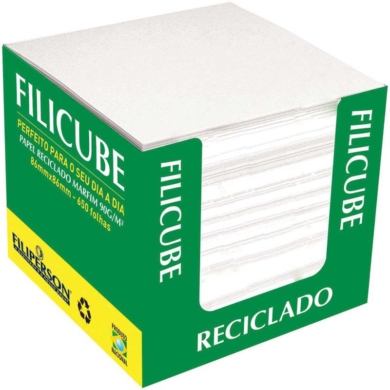 BLOCO PARA RECADO FILICUBE 8X8CM.90G..REC.MARFIM - FILIPERSON CAIXINHA