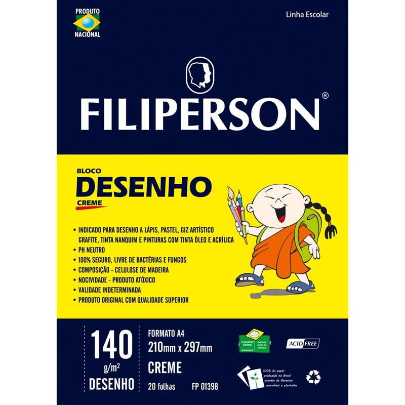 BLOCO TECNICO (SEM MARGEM) DESENHO A-4 140G.20FLS.CREME - FILIPERSON PCT.C/05