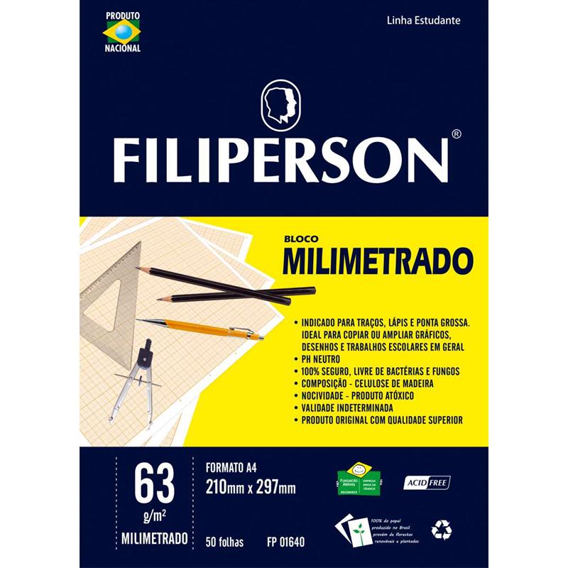 BLOCO TECNICO (SEM MARGEM) MILIMETRADO A-4 63G.50F.BRANCO - FILIPERSON PCT.C/05