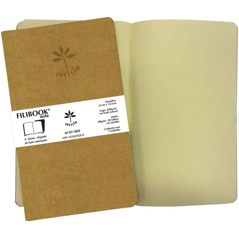 CADERNETA FILIBOOK KRAFT 30FL 21X12,5 MF - FILIPERSON PCT.C/02