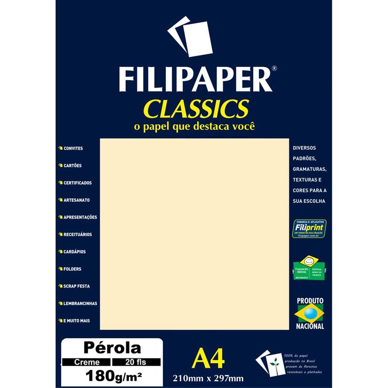 PAPEL A4 (PEROLADO) CREME 180G. - FILIPERSON CX.C/20