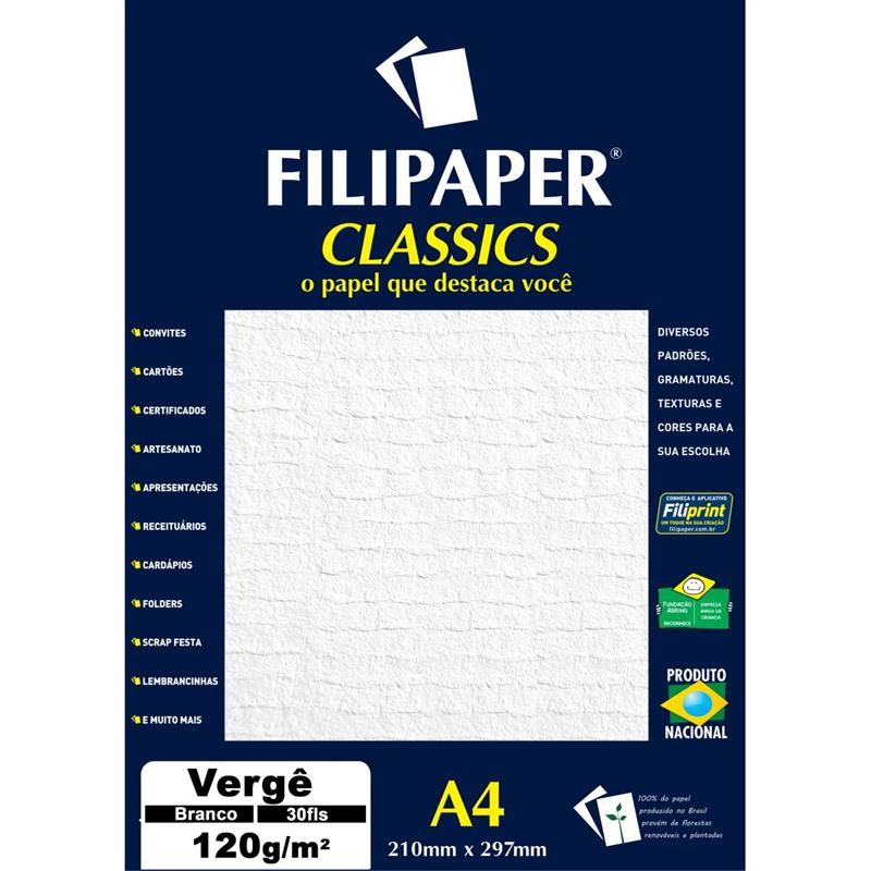PAPEL A4 (VERGE) BRANCO 120G. - FILIPERSON CX.C/30