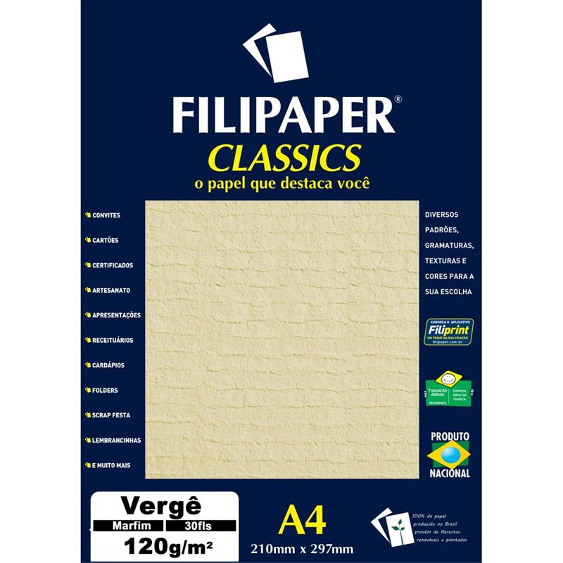 PAPEL A4 (VERGE) MARFIM 120G. - FILIPERSON CX.C/30