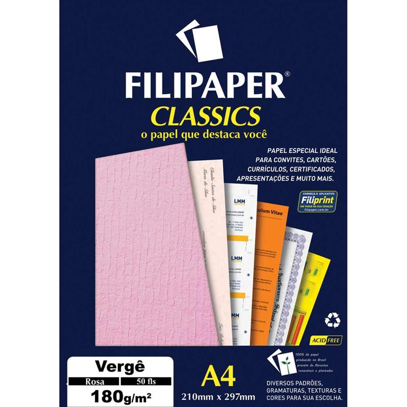 PAPEL A4 (VERGE) ROSA 180G. - FILIPERSON CX.C/50