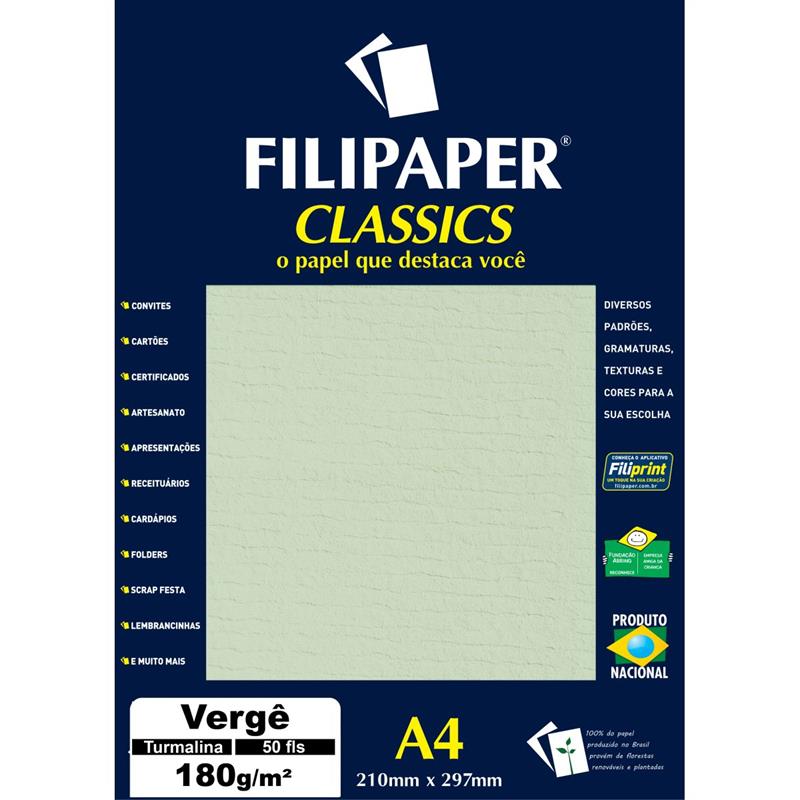 PAPEL A4 (VERGE) TURMALINA VERDE 180G. - FILIPERSON CX.C/50