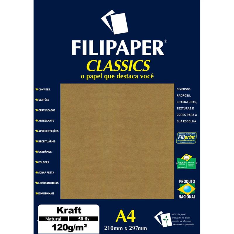 PAPEL KRAFT (FOLHA) KRAFT NATURAL A4 120G. 50FL - FILIPERSON PCT.C/50