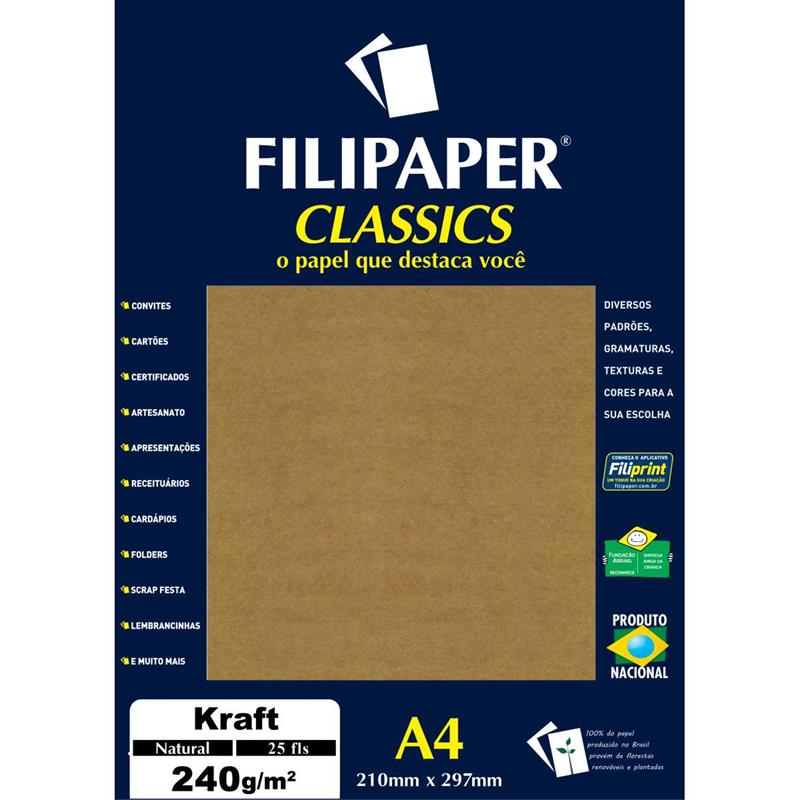 PAPEL KRAFT (FOLHA) KRAFT NATURAL A4 240G. - FILIPERSON CX.C/25
