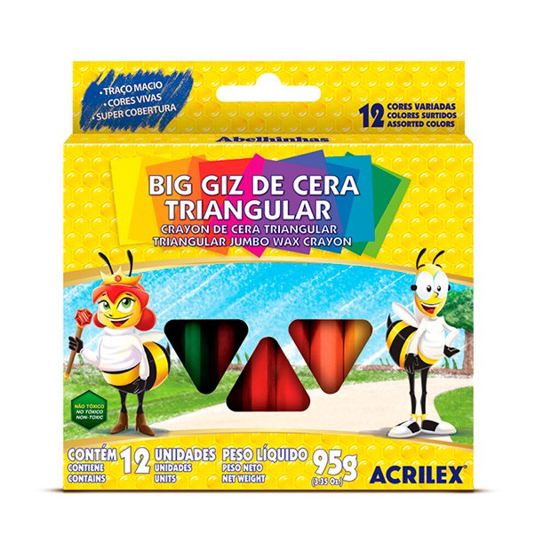 GIZ DE CERA ACRILEX BIG TRIANGULO COM 12 CORES