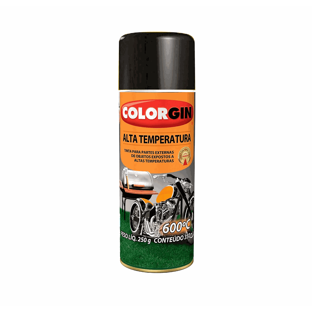 TINTA SPRAY ALTA TEMPERATURA COLORGIN PRETO FOSCO 350ML 5722