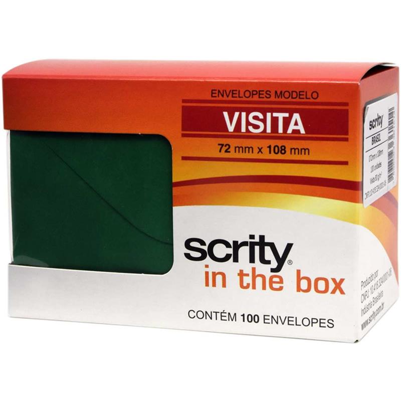 ENVELOPE PARA CARTÃO DE VISITA (COLORIDO) 72X108 VD.ESCURO BRASIL 80G - SCRITY PCT.C/100