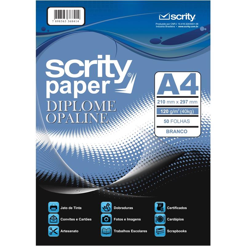 PAPEL A4 (DIPLOMATA) OF BRANCO 120G. - SCRITY CX.C/50