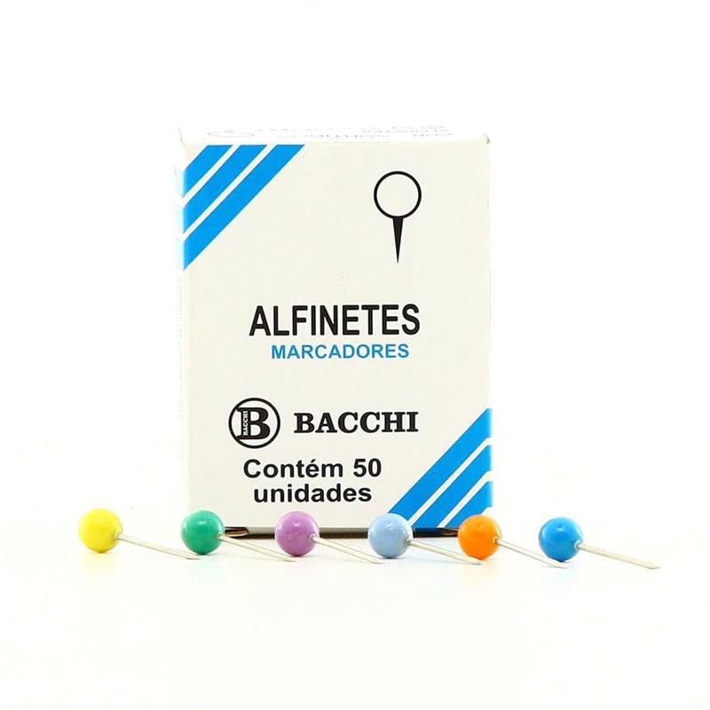 ALFINETE MAPA COLORIDO CX.C/50PCS. - BACCHI PCT.C/10