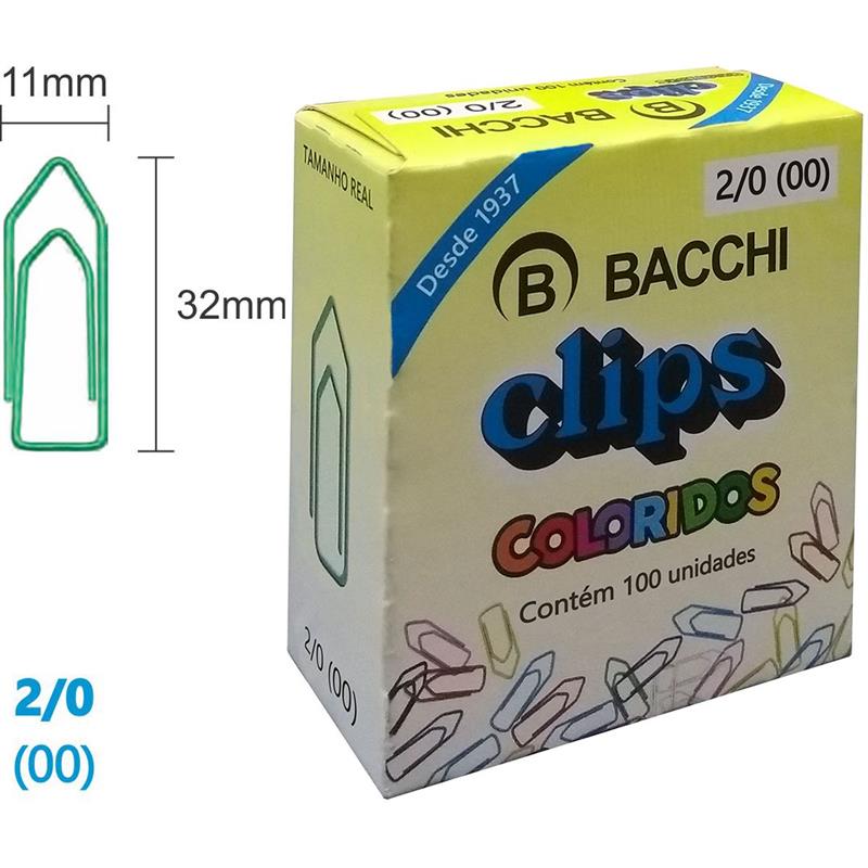 CLIPE COLORIDO REF.2/0 C/100 UNIDADES - BACCHI PCT.C/10
