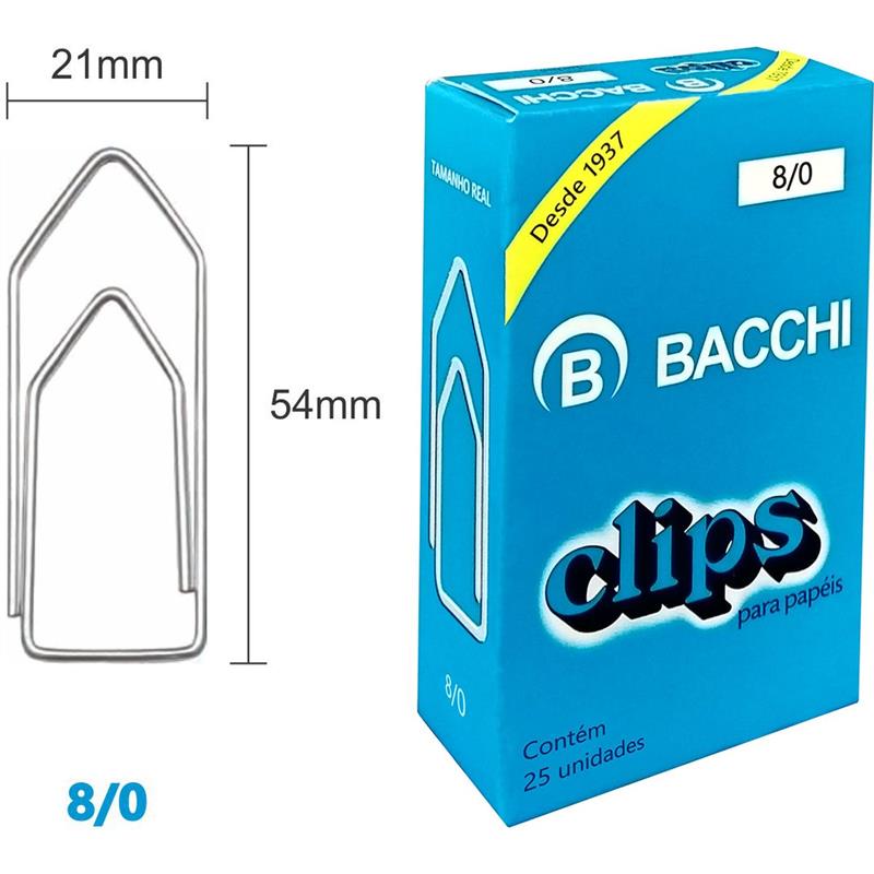 CLIPE GALVANIZADO ACO 8/0 25 UNIDADES - BACCHI PCT.C/10