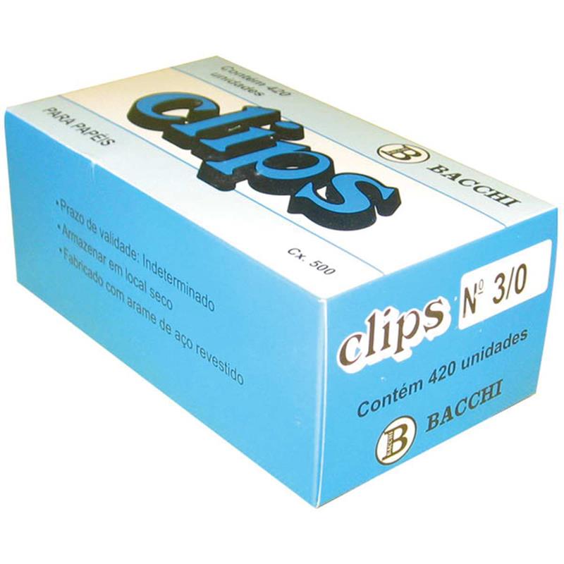 CLIPS GALVANIZADO AÇO 3/0 420 UNIDADES - BACCHI CAIXA