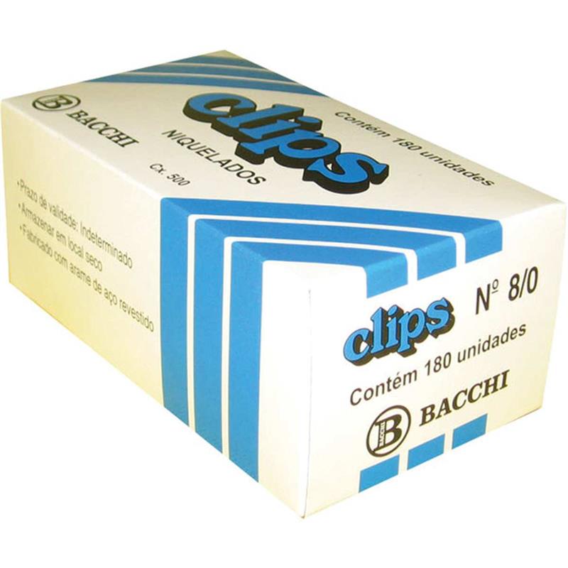 CLIPS GALVANIZADO AÇO 8/0 180 UNIDADES - BACCHI CAIXA