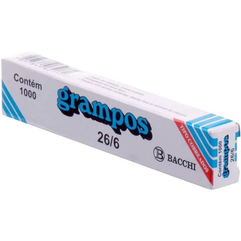 GRAMPO PARA GRAMPEADOR 26/6 COBREADO 1000 GRAMPOS - BACCHI PCT.C/10