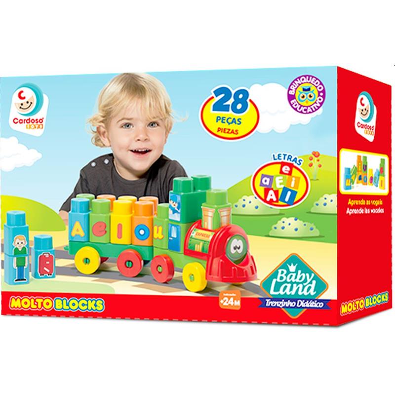 BRINQUEDO EDUCATIVO TRENZINHO BABY LAND 28 BLOCOS - CARDOSO TOYS UNIDADE