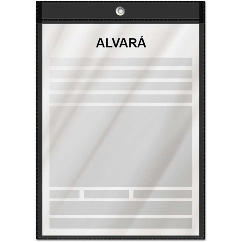 PORTA-ALVARÁ VERTICAL 16,3 CM X 21,8 CM PRETO - POLIBRAS PCT.C/10